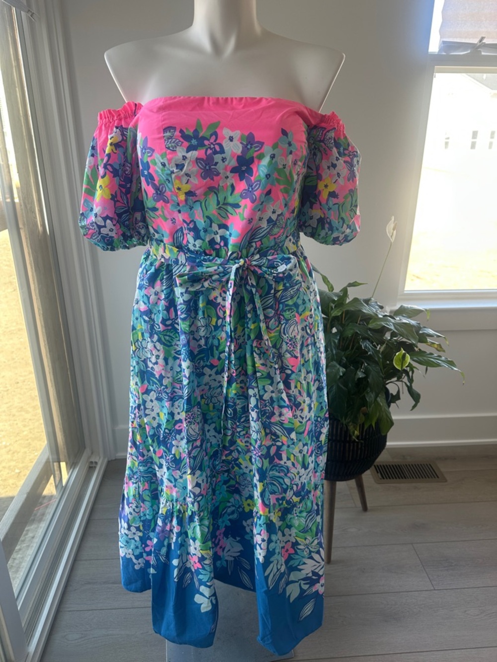 Lilly Pulitzer Zalie Midi Dress Borealis Blue Social Sunset Engineer NWT size 12